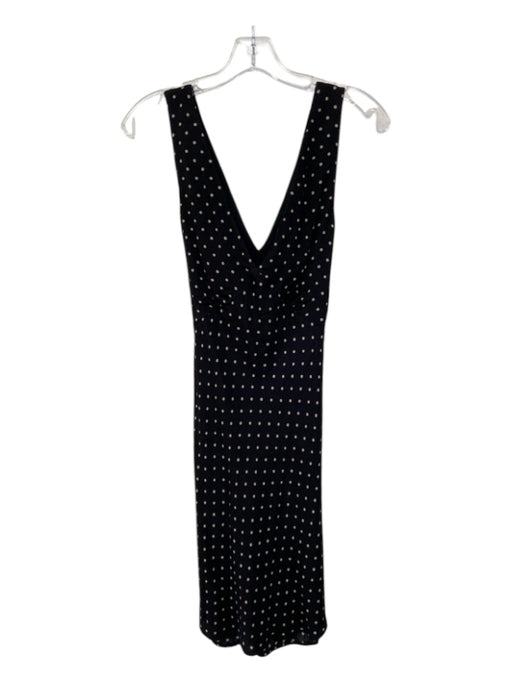 Paige Size 8 Black Viscose V Neck Polka Dot Sash Dress Black / 8