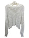 525 Size Medium White Cotton Open Knit Ribbed Neck V Neck Crop Sweater White / Medium