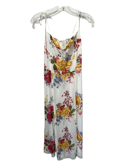 Reformation Size 10 Cream, Red & Multi Viscose Spaghetti Strap Floral Dress Cream, Red & Multi / 10