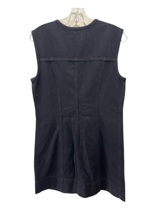 Frame Size 6 Black Cotton Denim Sleeveless Scoop Neck Silver Buttons Dress Black / 6