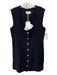 Frame Size 6 Black Cotton Denim Sleeveless Scoop Neck Silver Buttons Dress Black / 6