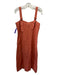 Faherty Size Small Orange Linen Adjustable Strap Tortoise Buttons Paneled Dress Orange / Small