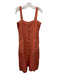 Faherty Size Small Orange Linen Adjustable Strap Tortoise Buttons Paneled Dress Orange / Small