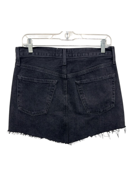 Agolde Size 26 Black Cotton Denim Button Fly 5 Pocket Raw Hem Mini Skirt Black / 26