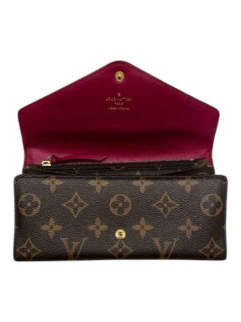 Louis Vuitton Brown, Tan & Burgundy Coated Canvas Monogram Tri fold Wallets Brown, Tan & Burgundy