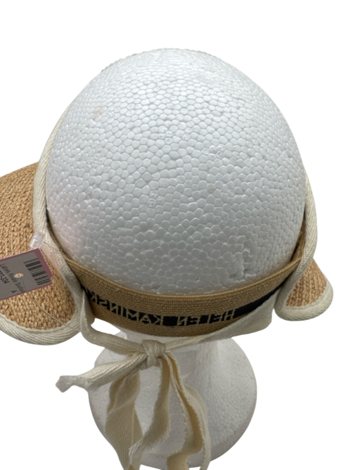 Helen Kaminski Beige & Cream Raffia Braided Elastic Band Tie Detail Hat Beige & Cream / One Size