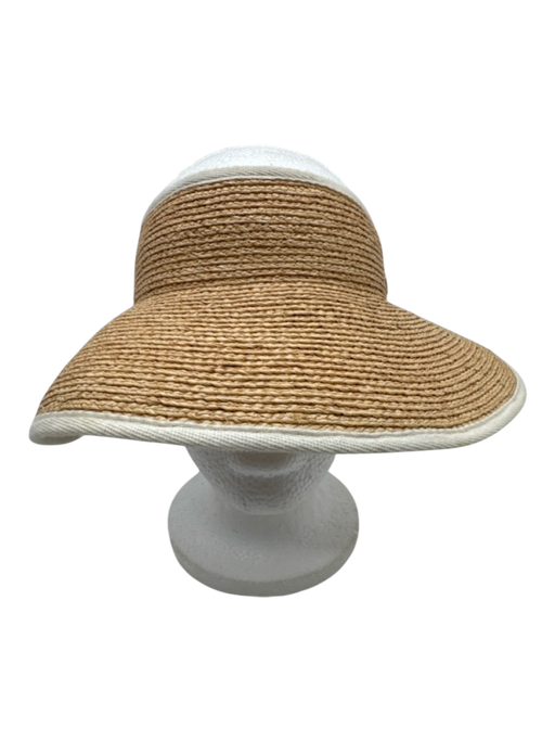 Helen Kaminski Beige & Cream Raffia Braided Elastic Band Tie Detail Hat Beige & Cream / One Size