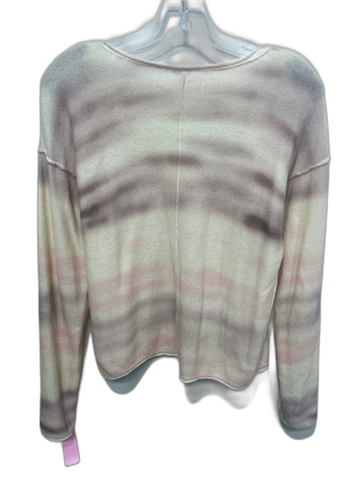 Free People Size S Cream & pink Cashmere Scoop Neck Tie Dye Long Sleeve Sweater Cream & pink / S