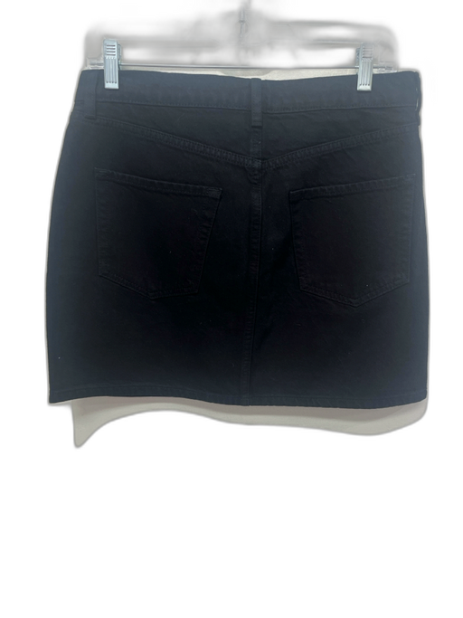 Frame Size 28 Black Cotton Denim Rhinestone Zip Fly Pockets Mini Skirt Black / 28