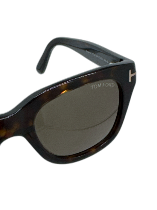Tom Ford Brown Acetate Brown Lens Tortoiseshell Square Sunglasses Brown