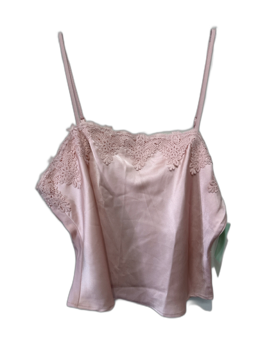 Blue Tassel Size S Blush Pink polyester satin Spaghetti Strap Lace Trim Slip Top Blush Pink / S