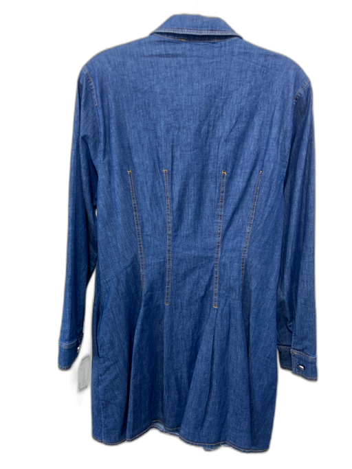 Exquise Size S Blue Cotton Blend Denim Long Sleeve Button Down Collar Dress Blue / S