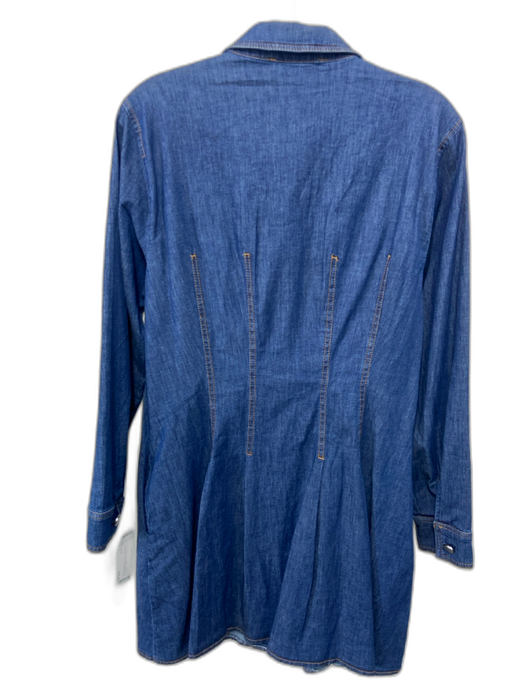 Exquise Size S Blue Cotton Blend Denim Long Sleeve Button Down Collar Dress Blue / S