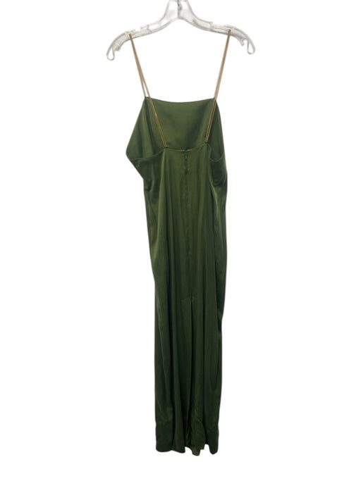 0711 Tbilisi Size M Olive Green & Gold Cupro & Viscose Chain Strap Back Zip Gown Olive Green & Gold / M