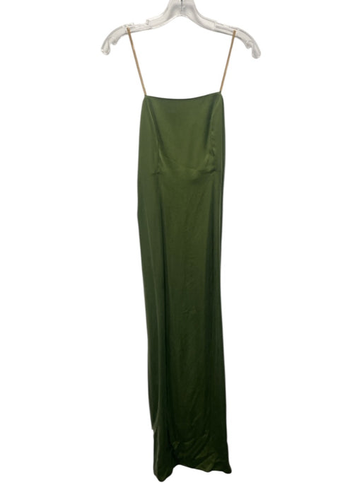 0711 Tbilisi Size M Olive Green & Gold Cupro & Viscose Chain Strap Back Zip Gown Olive Green & Gold / M