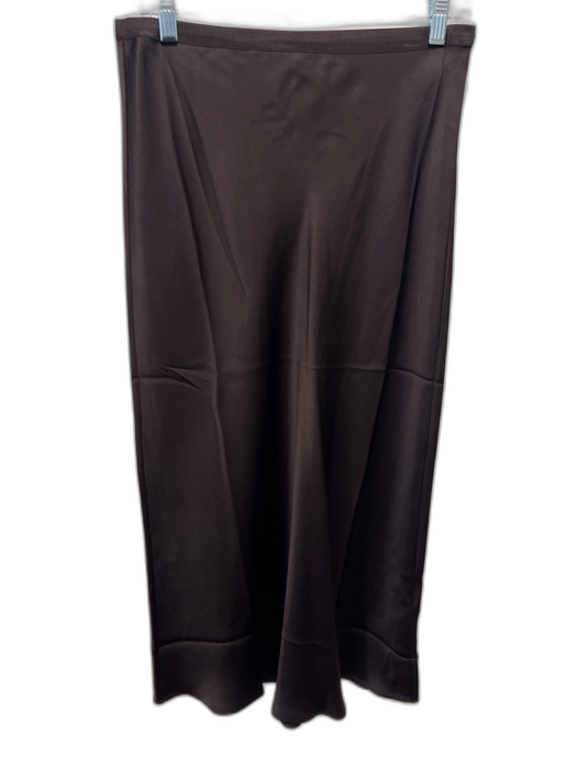 Annie Bing Size M Dark Brown Silk Elastic Waistband Midi Slip Skirt Dark Brown / M