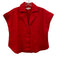 Madewell Size S Red Linen Lapel Button Down Curved Hem short sleeve Top Red / S