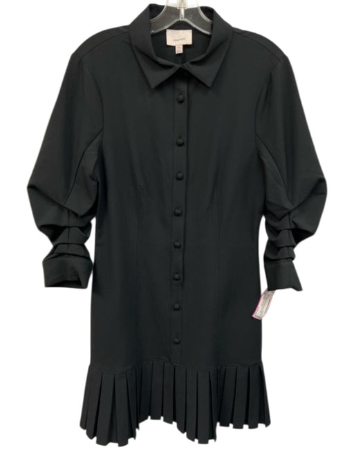 Cinq a Sept Size 6 Black Polyester Blend Pleated Drop Waist Mini Dress Black / 6