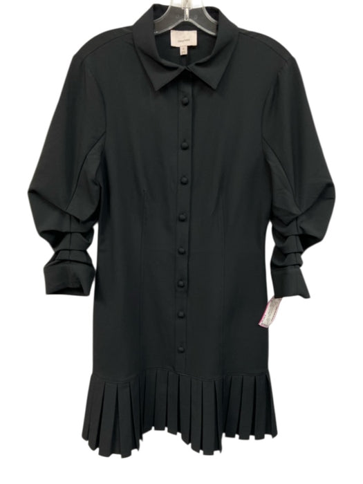 Cinq a Sept Size 6 Black Polyester Blend Pleated Drop Waist Mini Dress Black / 6