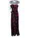 Nicholas Size 6 Black, Pink, Green Viscose & Silk Spaghetti Strap Rose Gown Black, Pink, Green / 6