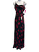 Nicholas Size 6 Black, Pink, Green Viscose & Silk Spaghetti Strap Rose Gown Black, Pink, Green / 6