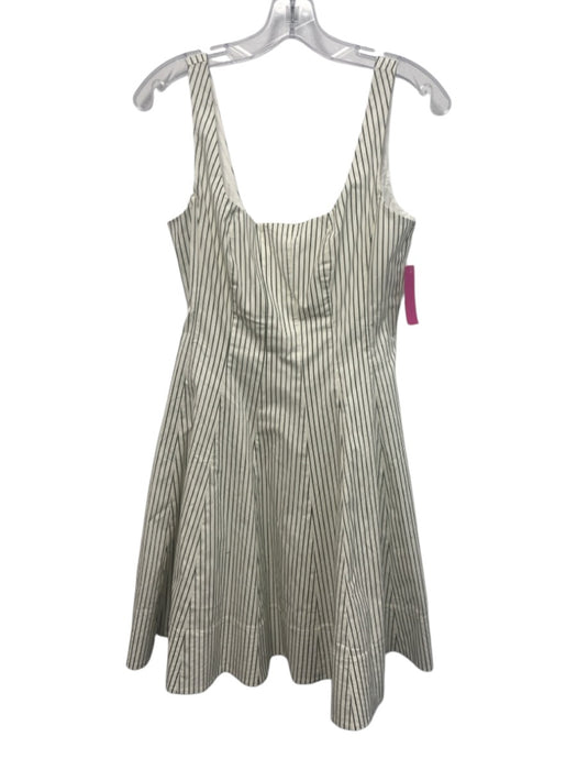 Staud Size 8 Cream & Green Cotton Blend Pinstripe Paneled Above Knee Dress Cream & Green / 8