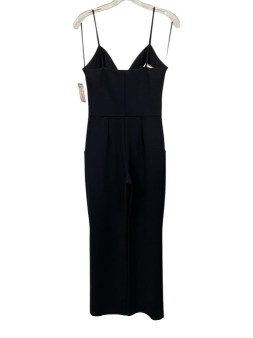 Chiara Boni Size 8 Black Polyamide Blend Rhinestone V Neck Slim Flare Jumpsuit Black / 8