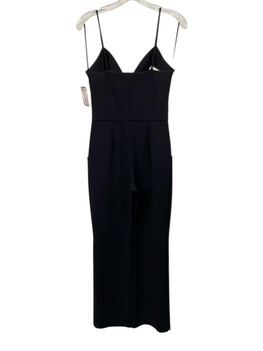 Chiara Boni Size 8 Black Polyamide Blend Rhinestone V Neck Slim Flare Jumpsuit Black / 8