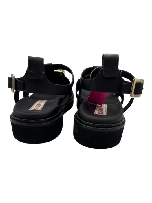 Roger Vivier Shoe Size 40 Black, Gold, Clear Leather Upper Crystal Sandals Black, Gold, Clear / 40