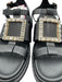 Roger Vivier Shoe Size 40 Black, Gold, Clear Leather Upper Crystal Sandals Black, Gold, Clear / 40