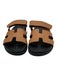 Hermes Shoe Size 40 Brown & Black Calfskin Rubber Sole Slide Sandals Brown & Black / 40