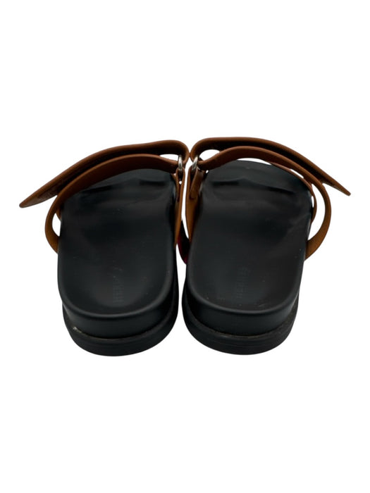 Hermes Shoe Size 40 Brown & Black Calfskin Rubber Sole Slide Sandals Brown & Black / 40