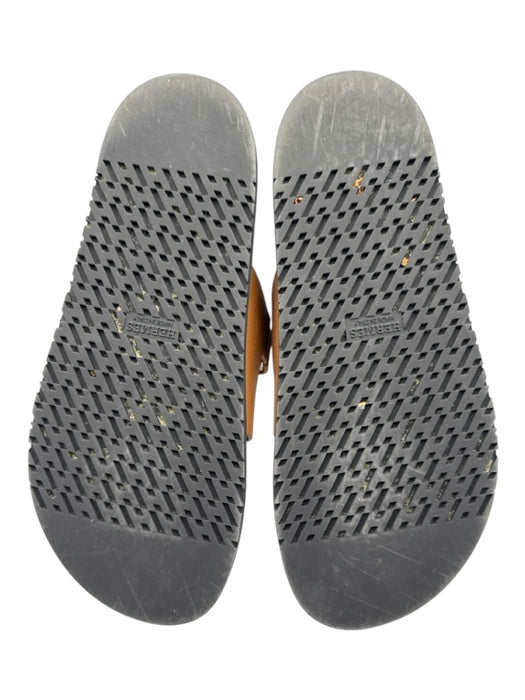 Hermes Shoe Size 40 Brown & Black Calfskin Rubber Sole Slide Sandals Brown & Black / 40
