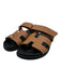 Hermes Shoe Size 40 Brown & Black Calfskin Rubber Sole Slide Sandals Brown & Black / 40
