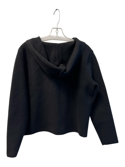 Sioni Size M Black Rayon Blend Knit Hood Patch Pockets Toggle Closure Jacket Black / M