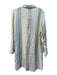 Elan Size L White & Multi Viscose Collared Button Up Striped Long Sleeve Tunic White & Multi / L