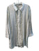 Elan Size L White & Multi Viscose Collared Button Up Striped Long Sleeve Tunic White & Multi / L