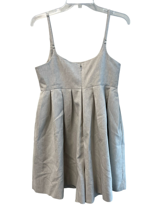 Rebecca Taylor Size 10 Grey Linen & Polyester Spaghetti Strap solid color Dress Grey / 10