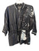 NY 77 Size 1 Black Cotton stand collar Front Zip 1/2 sleeve Abstract Jacket Black / 1