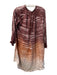 River + Sky Size M Mauve Viscose Tie V Neck Long Sleeve Tie Detail Dress Mauve / M
