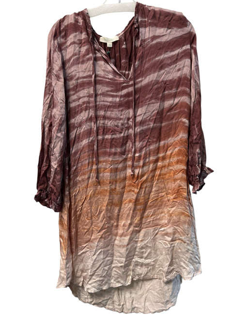 River + Sky Size M Mauve Viscose Tie V Neck Long Sleeve Tie Detail Dress Mauve / M