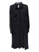 Alo Size S Black Polyester Collared 1/4 Button micro pleated Long Sleeve Dress Black / S