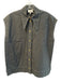 Ganni Size 36 Black Cotton Short Sleeve Sleeveless Gold Detail Button Down Top Black / 36