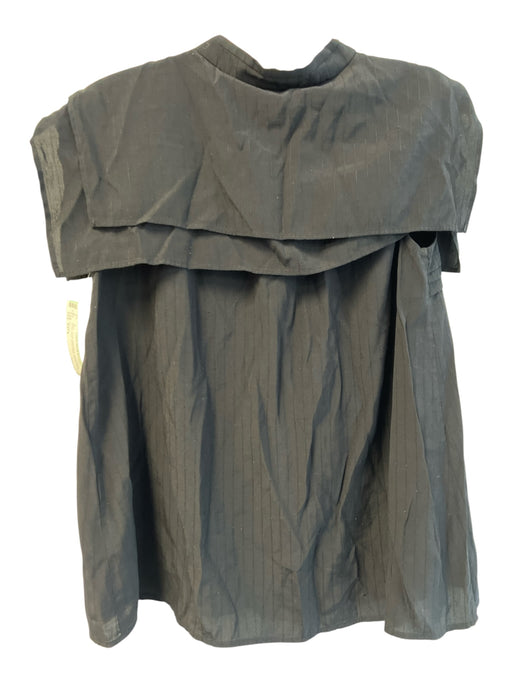 Moussy Size Est S Black Rayon Sleeveless Ruffle Detail Button Neck Top Black / Est S