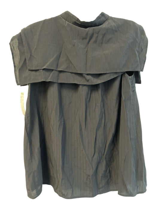 Moussy Size Est S Black Rayon Sleeveless Ruffle Detail Button Neck Top Black / Est S