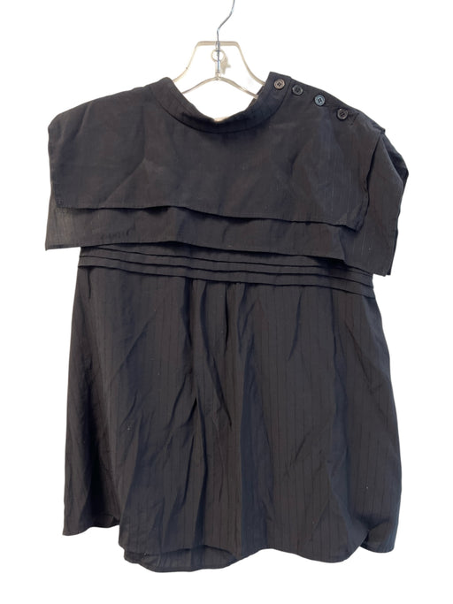Moussy Size Est S Black Rayon Sleeveless Ruffle Detail Button Neck Top Black / Est S