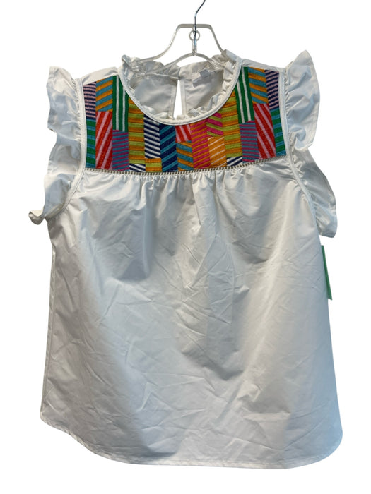 THML Size M White & Multi Polyester Sleeveless Embroidered Detail Round Neck Top White & Multi / M