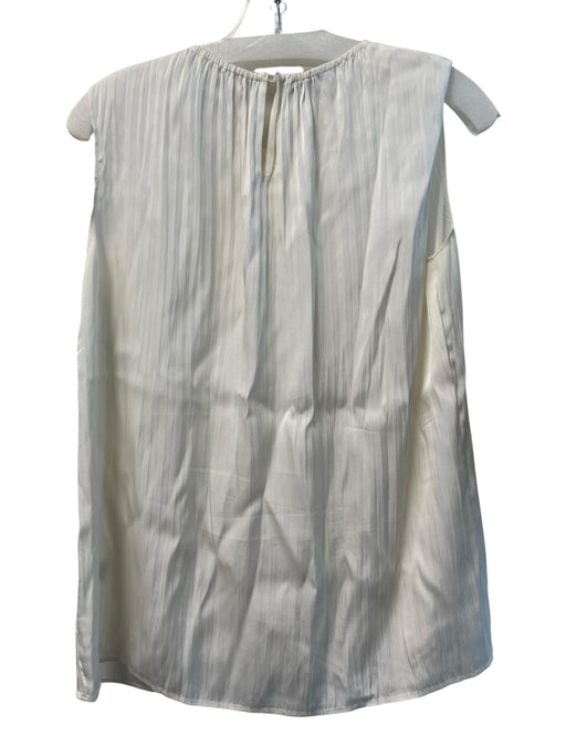 Lafayette 148 Size S Ivory Viscose Sleeveless Pleated Detail Key Hole back Top Ivory / S