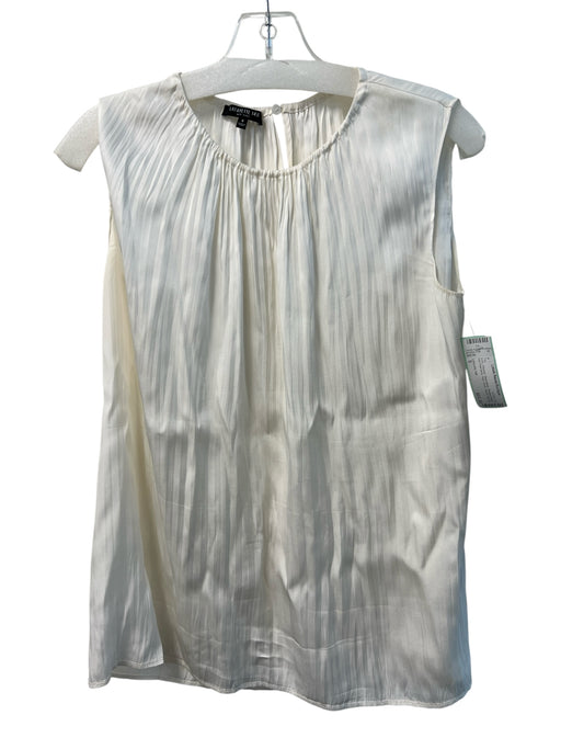 Lafayette 148 Size S Ivory Viscose Sleeveless Pleated Detail Key Hole back Top Ivory / S