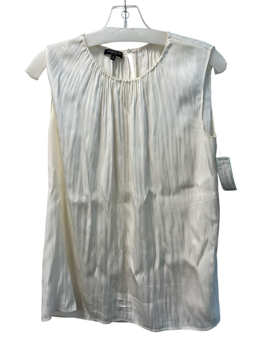 Lafayette 148 Size S Ivory Viscose Sleeveless Pleated Detail Key Hole back Top Ivory / S